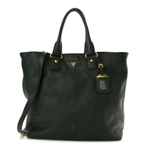 prada logo tote vitello daino dark green|vitello daino shopping tote foresta.